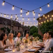 HOMCOM Ghirlandă Luminoasă de Exterior cu 50 de Luminite LED IP44, din PET și Plastic, 18x0.38x0.09 m, Negru și Transparent
