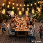 HOMCOM Ghirlandă Luminoasă de Exterior cu 50 de Luminite LED IP44, din PET și Plastic, 18x0.38x0.09 m, Negru și Transparent