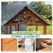 AIYAPLAY Căsuță de Grădină pentru Copii din Lemn de Molid, Căsuță pentru Exterior cu Masă, Bănci, Chiuvetă, Ușă pe Jumătate, Suport Ghivece, Fereastră Snack Bar, 3-8 Ani, 166x113x140 cm, Maro Deschis | Aosom Romania 