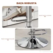 HOMCOM Taburet de Bar cu Înălțime Reglabilă, Scaun Înalt din PU cu Spătar, Suport pentru Picioare, Cotiere și Șezut Moale, Structură din Oțel, Rotativ la 360°, pentru Bucătărie, Maro | Aosom Romania 