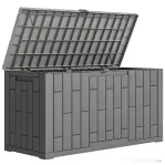 Outsunny Ladă de Depozitare pentru Grădină 227L din Rășină Rezistentă la Apă și UV cu Închidere, 106,5x43x54,5 cm, Gri