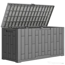 Outsunny Ladă de Depozitare pentru Grădină 227L din Rășină Rezistentă la Apă și UV cu Închidere, 106,5x43x54,5 cm, Gri
