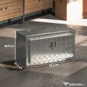 HOMCOM Cutie de Unelte din Aluminiu cu Încuietoare și 2 Chei, Cutie de Depozitare 96L, Rezistentă și Impermeabilă, pentru Pick-Up, Camper, Remorci, 76,2x35,5x40,6cm, Argintiu | Aosom Romania