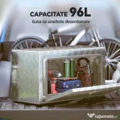 HOMCOM Cutie de Unelte din Aluminiu cu Încuietoare și 2 Chei, Cutie de Depozitare 96L, Rezistentă și Impermeabilă, pentru Pick-Up, Camper, Remorci, 76,2x35,5x40,6cm, Argintiu | Aosom Romania