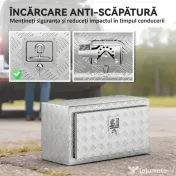 HOMCOM Cutie de Unelte din Aluminiu cu Încuietoare și 2 Chei, Cutie de Depozitare 96L, Rezistentă și Impermeabilă, pentru Pick-Up, Camper, Remorci, 76,2x35,5x40,6cm, Argintiu | Aosom Romania