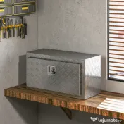 HOMCOM Cutie de Unelte din Aluminiu cu Încuietoare și 2 Chei, Cutie de Depozitare 96L, Rezistentă și Impermeabilă, pentru Pick-Up, Camper, Remorci, 76,2x35,5x40,6cm, Argintiu | Aosom Romania