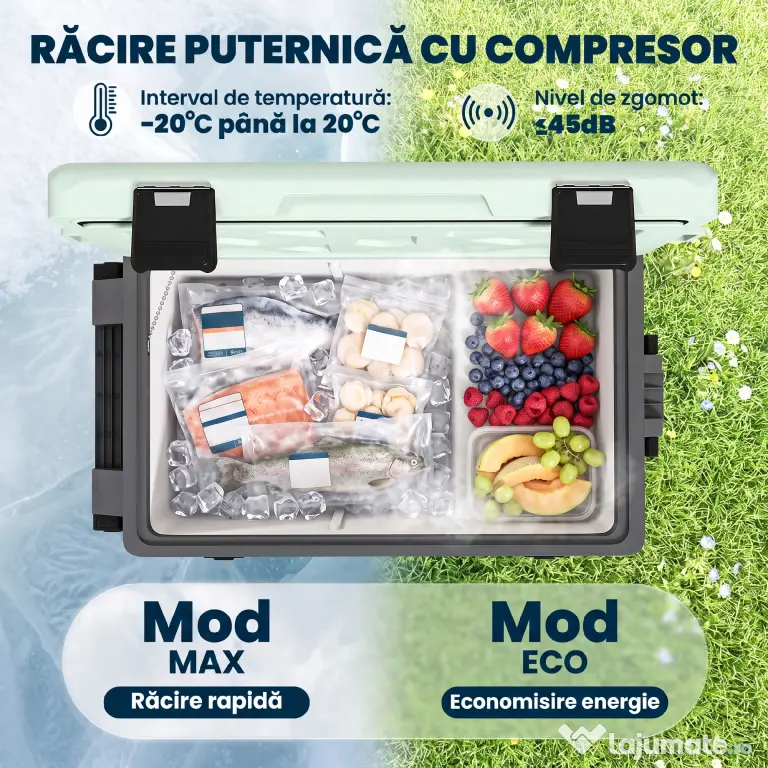 Outsunny Frigider Portabil 42,5L cu Compresor și Control prin Aplicație, -20℃ la 20℃ | Aosom Romania
