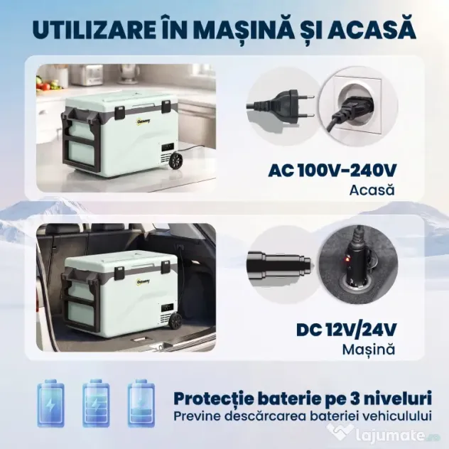 Outsunny Frigider Portabil 42,5L cu Compresor și Control prin Aplicație, -20℃ la 20℃ | Aosom Romania