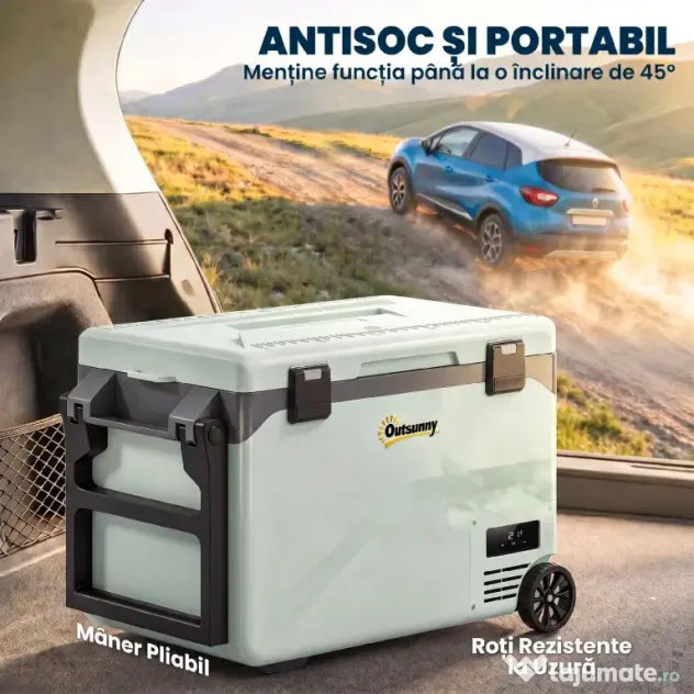 Outsunny Frigider Portabil 42,5L cu Compresor și Control prin Aplicație, -20℃ la 20℃ | Aosom Romania