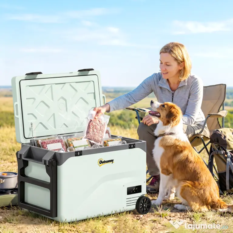Outsunny Frigider Portabil 42,5L cu Compresor și Control prin Aplicație, -20℃ la 20℃ | Aosom Romania