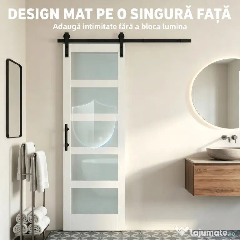 HOMCOM Ușă Culisantă Interior Rustică cu Șină Silențioasă, Kit Feronerie și Mâner, Alb | Aosom Romania