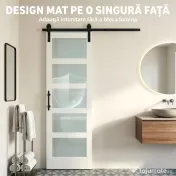 HOMCOM Ușă Culisantă Interior Rustică cu Șină Silențioasă, Kit Feronerie și Mâner, Alb | Aosom Romania