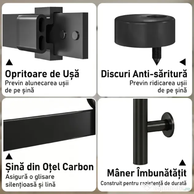HOMCOM Ușă Culisantă Interior Rustică cu Șină Silențioasă, Kit Feronerie și Mâner, Alb | Aosom Romania