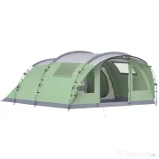 Outsunny Cort Mare Multi-Cameră pentru 2-4 Persoane, cu Ferestre și Verandă, Verde | Aosom Romania 