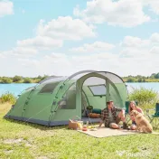 Outsunny Cort Mare Multi-Cameră pentru 2-4 Persoane, cu Ferestre și Verandă, Verde | Aosom Romania 