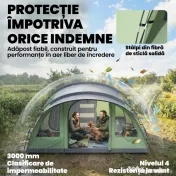 Outsunny Cort Mare Multi-Cameră pentru 2-4 Persoane, cu Ferestre și Verandă, Verde | Aosom Romania 