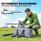 Outsunny Cort Mare Multi-Cameră pentru 2-4 Persoane, cu Ferestre și Verandă, Verde | Aosom Romania 