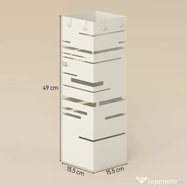 HOMCOM Suport de Umbrele Autoportant Pătrat din Metal cu 4 Cârlige, Bej | Aosom Romania