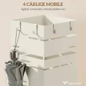 HOMCOM Suport de Umbrele Autoportant Pătrat din Metal cu 4 Cârlige, Bej