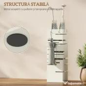 HOMCOM Suport de Umbrele Autoportant Pătrat din Metal cu 4 Cârlige, Bej