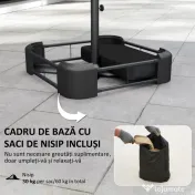 Outsunny Umbrelă Dublă de Grădină 3x1.5 m, Umbrelă de Exterior cu Sac de Nisip, Anti UV 50+, Bej | Aosom Romania 