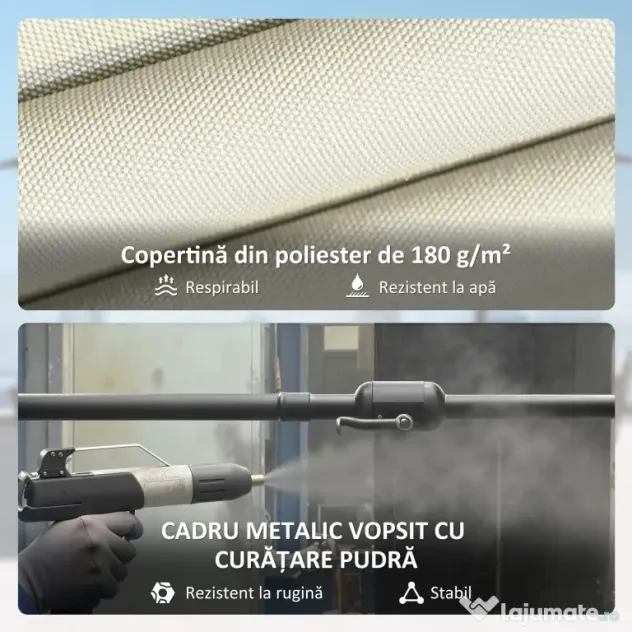 Outsunny Umbrelă Dublă de Grădină 3x1.5 m, Umbrelă de Exterior cu Sac de Nisip, Anti UV 50+, Bej | Aosom Romania