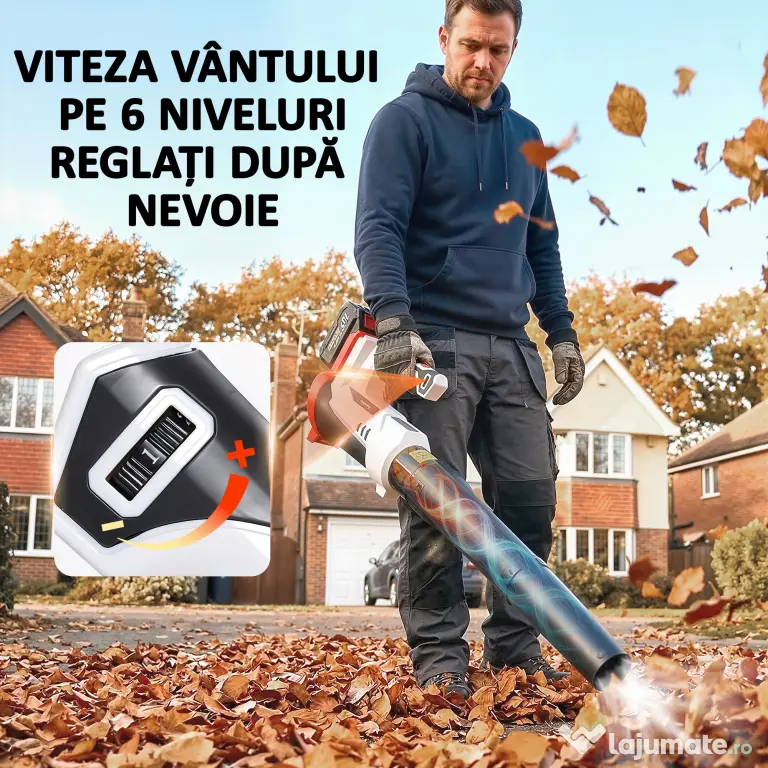 Outsunny Suflător cu Baterie 18V, Suflător de Frunze cu Baterie 4Ah, Motor Fără Perii 250W, 6 Niveluri de Viteză 149 km/h, Turbo Boost, Încărcător, Ușor, pentru Grădină, Frunze, Zăpadă, Praf | Aosom Romania