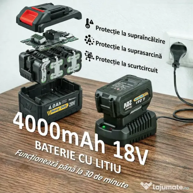 Outsunny Suflător cu Baterie 18V, Suflător de Frunze cu Baterie 4Ah, Motor Fără Perii 250W, 6 Niveluri de Viteză 149 km/h, Turbo Boost, Încărcător, Ușor, pentru Grădină, Frunze, Zăpadă, Praf