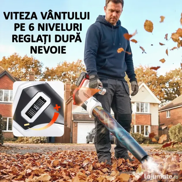 Outsunny Suflător cu Baterie 18V, Suflător de Frunze cu Baterie 4Ah, Motor Fără Perii 250W, 6 Niveluri de Viteză 149 km/h, Turbo Boost, Încărcător, Ușor, pentru Grădină, Frunze, Zăpadă, Praf
