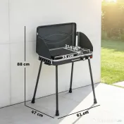 Outsunny Grătar barbecue compact cu arzător pentru camping | Aosom Romania 