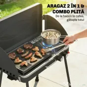 Outsunny Grătar barbecue compact cu arzător pentru camping | Aosom Romania 