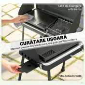 Outsunny Grătar barbecue compact cu arzător pentru camping | Aosom Romania 