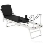 SPORTNOW Reformer Pilates Pliabil pentru Acasă cu 2 Benzi Elastice, Alb