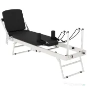 SPORTNOW Reformer Pilates Pliabil pentru Acasă cu 2 Benzi Elastice, Alb 