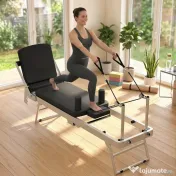 SPORTNOW Reformer Pilates Pliabil pentru Acasă cu 2 Benzi Elastice, Alb 