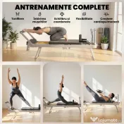 SPORTNOW Reformer Pilates Pliabil pentru Acasă cu 2 Benzi Elastice, Alb 