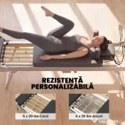 SPORTNOW Reformer Pilates Pliabil pentru Acasă cu 2 Benzi Elastice, Alb 