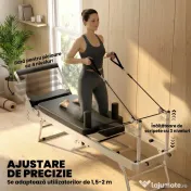 SPORTNOW Reformer Pilates Pliabil pentru Acasă cu 2 Benzi Elastice, Alb 