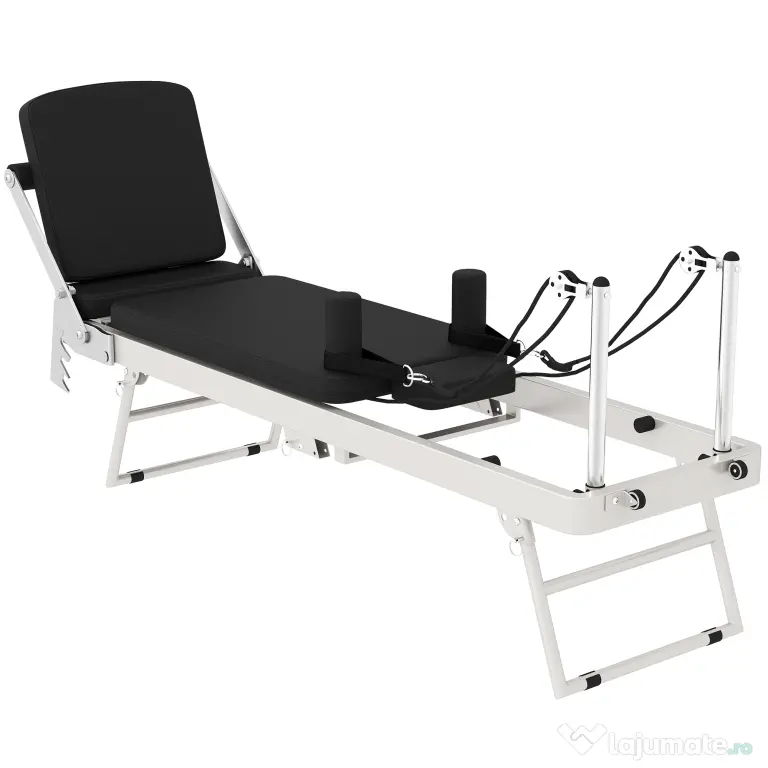 SPORTNOW Reformer Pilates Pliabil pentru Acasă cu 2 Benzi Elastice, Bară Reglabilă și Înălțime a Scripetelui, Trainer Multifuncțional pentru Antrenament Complet | Aosom Romania