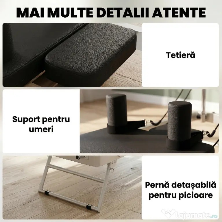 SPORTNOW Reformer Pilates Pliabil pentru Acasă cu 2 Benzi Elastice, Bară Reglabilă și Înălțime a Scripetelui, Trainer Multifuncțional pentru Antrenament Complet | Aosom Romania