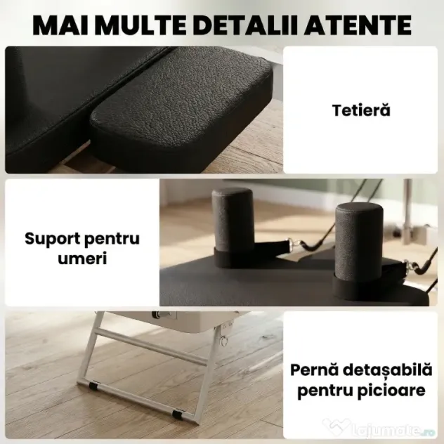SPORTNOW Reformer Pilates Pliabil pentru Acasă cu 2 Benzi Elastice, Bară Reglabilă și Înălțime a Scripetelui, Trainer Multifuncțional pentru Antrenament Complet | Aosom Romania