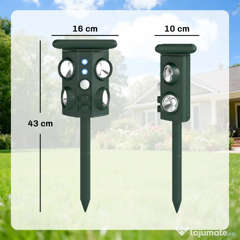 Outsunny Dispozitiv de Alungare a Animalelor, Repelent Ultrasonic | Aosom Romania