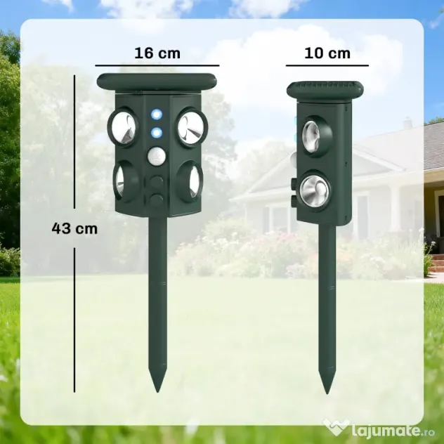Outsunny Dispozitiv de Alungare a Animalelor, Repelent Ultrasonic | Aosom Romania