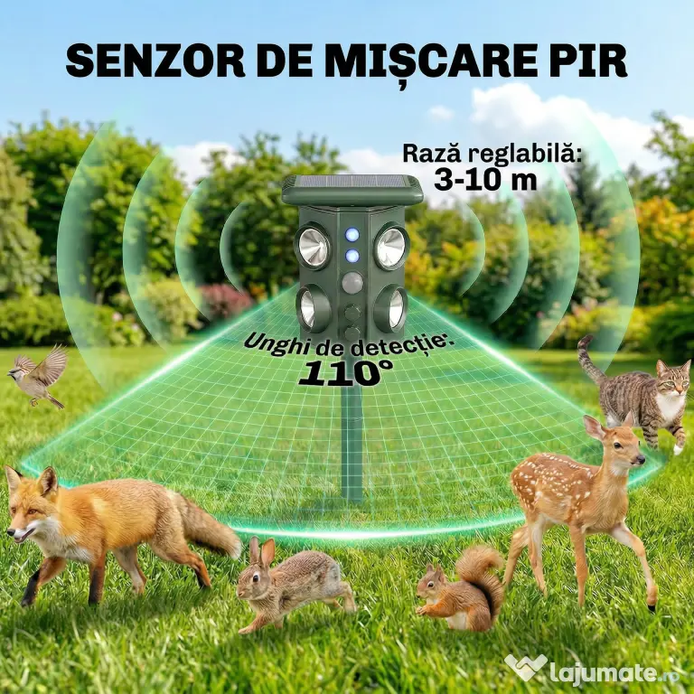 Outsunny Dispozitiv de Alungare a Animalelor, Repelent Ultrasonic | Aosom Romania
