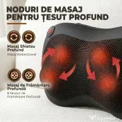 HOMCOM Pernă de Masaj Spate și Gât cu Încălzire și 4 Noduri Shiatsu, pentru Acasă, Birou, Mașină, Negru | Aosom Romania