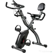SPORTNOW Bicicletă hometrainer 3 în 1 pliabilă, silențioasă, ergometru recumbent cu monitor LCD, Bluetooth, senzor de ritm cardiac, bandă de rezistență | Aosom Romania 