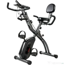 SPORTNOW Bicicletă hometrainer 3 în 1 pliabilă, silențioasă, ergometru recumbent cu monitor LCD, Bluetooth, senzor de ritm cardiac, bandă de rezistență | Aosom Romania