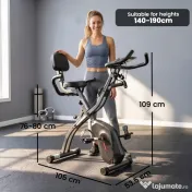 SPORTNOW Bicicletă hometrainer 3 în 1 pliabilă, silențioasă, ergometru recumbent cu monitor LCD, Bluetooth, senzor de ritm cardiac, bandă de rezistență | Aosom Romania 