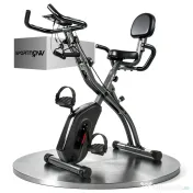 SPORTNOW Bicicletă hometrainer 3 în 1 pliabilă, silențioasă, ergometru recumbent cu monitor LCD, Bluetooth, senzor de ritm cardiac, bandă de rezistență | Aosom Romania 