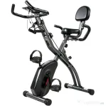 SPORTNOW Bicicletă hometrainer 3 în 1 pliabilă, silențioasă, ergometru recumbent cu monitor LCD, Bluetooth, senzor de ritm cardiac, bandă de rezistență
